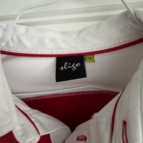 Sligo Men Golf Polo Shirt Red White and Gray Short Sleeves Collar size Medium - Picture 5 of 6